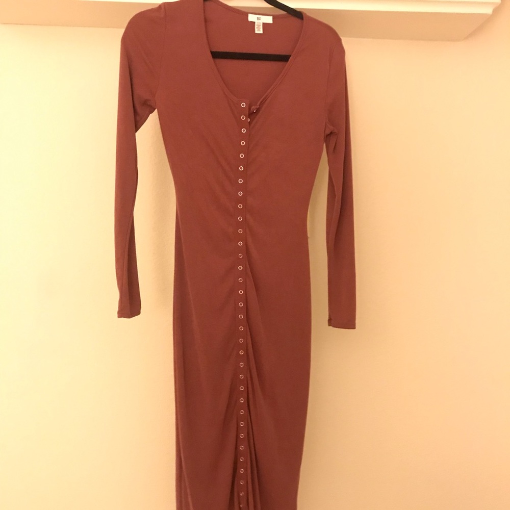 BP/ Nordstrom Mauve Button Up Bandage Dress